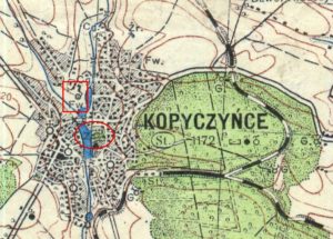 Карта 1942 року, на місці Червоного замку позначено фільварок
